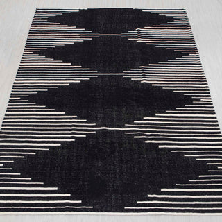 Black Geometric Handwoven Rug