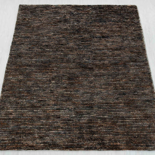 Dark Charcoal Handwoven Abstract Textured Rug