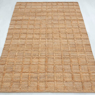 Natural Jute Grid Pattern Rug – Handwoven Textured Carpet