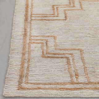 Beige Tribal Geometric Wool Rug – Modern Handwoven Carpet