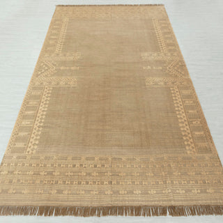 Natural Beige Tribal Border Rug