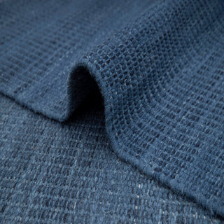 Muji Blue Wool Hand Woven Wool Flatweave Rug