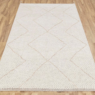 Ivory Diamond Handwoven Wool Rug – Modern Flatweave Carpet