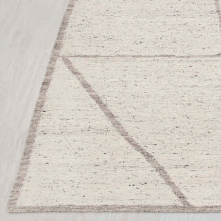 Ivory Abstract Geometric Handwoven Rug – Minimal Modern Carpet