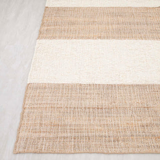 Beige Checkered Handwoven Wool Rug – Modern Minimal Carpet