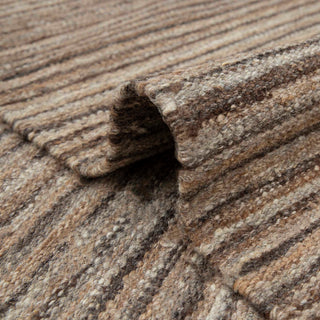 Neutral Striped Wool Rug – Handwoven Textured Carpet