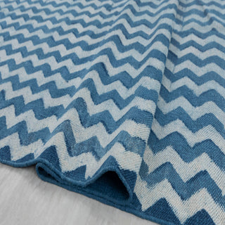 Blue Chevron Pattern Rug