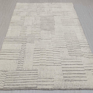 Ivory Textured Geometric Wool Rug