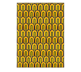 Mustard Yellow, Orange & Black Geometric Rug – Retro Arch Pattern