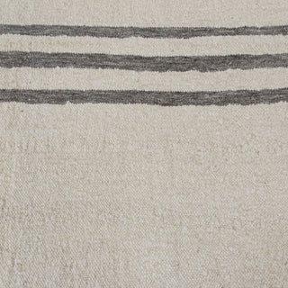 Modern Ivory & Grey Striped Handwoven Rug
