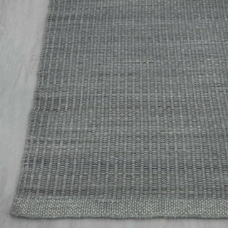 Muji L.Blue Wool Hand Woven Wool Flatweave Rug