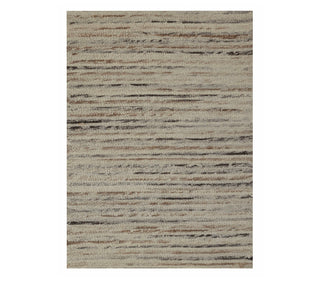Handwoven Neutral Linear Striped Wool Rug – Beige Brown Textured Area Carpet