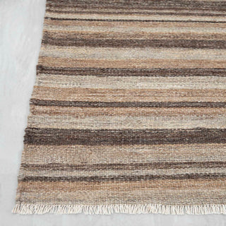 Modern Striped Wool Rug – Handwoven Patchwork Carpet - 8×10 Ft