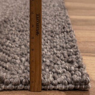 Handwoven Solid Brown Textured Wool Rug – Minimal Modern Area Carpet
