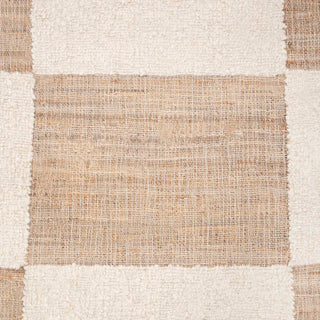 Beige Checkered Handwoven Wool Rug – Modern Minimal Carpet