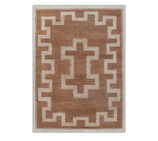 Brown Tribal Geometric Wool Rug – Modern Handwoven Carpet