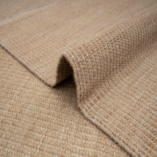 Muji Beige Wool Hand Woven Wool Flatweave Rug