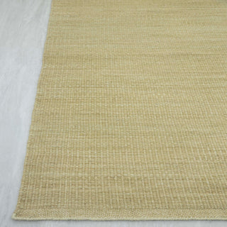 Muji Green Wool Hand Woven Wool Flatweave Rug
