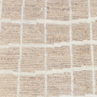 Beige Grid Pattern Wool Rug