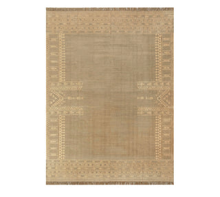 Natural Beige Tribal Border Rug