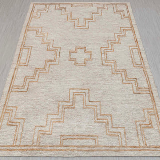 Beige Tribal Geometric Wool Rug – Modern Handwoven Carpet