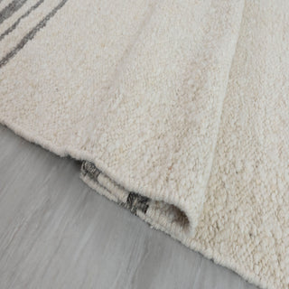 Modern Ivory & Grey Striped Handwoven Rug