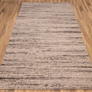 Earthy Charcoal & Taupe Striated Wool Rug – Handwoven Luxury Textual Area Carpet
