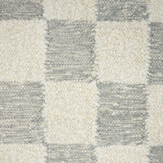 Modern Minimalist Checkerboard Wool Rug – Handwoven Cream & Grey Checkered Area Carpet