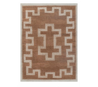 Brown Tribal Geometric Wool Rug – Modern Handwoven Carpet