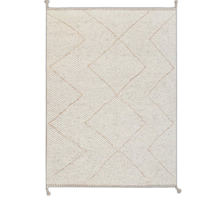 Ivory Diamond Handwoven Wool Rug – Modern Flatweave Carpet