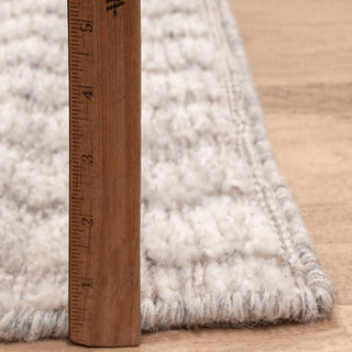 Modern Minimalist Geometric Beige Wool Rug – Handwoven Textured Area Carpet