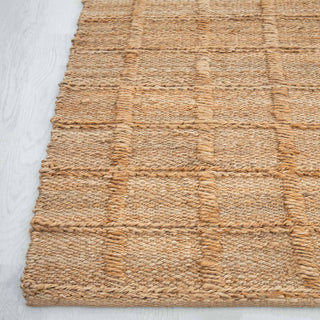 Natural Jute Grid Pattern Rug – Handwoven Textured Carpet