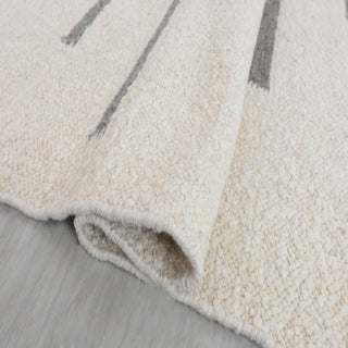 Modern Ivory & Grey Abstract Line Handwoven Rug