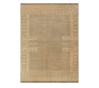 Natural Beige Tribal Border Rug
