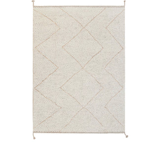 Ivory Diamond Handwoven Wool Rug – Modern Flatweave Carpet