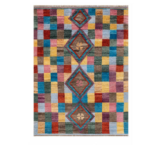 Multicolor Patchwork Handwoven Wool Rug – Modern Geometric Carpet
