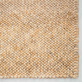 Ivory & Beige Handwoven Jute Rug with Fringe