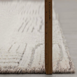 Ivory Textured Geometric Wool Rug
