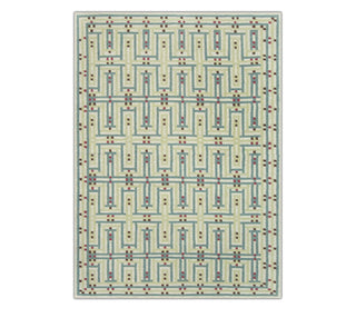 Geometric Maze Flatweave Rug | Ivory, Teal & Crimson | 8x10 ft