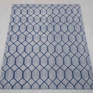 Diamond Trellis Flatweave Rug | Navy Blue & Ivory